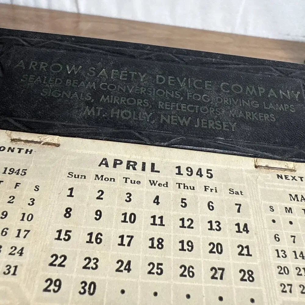 Arrow Safety Device Mt Holly New Jersey 1945 Advertising Calendar MCM Ads 1940s